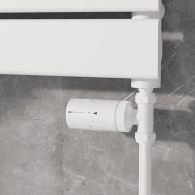 Elego White Modern TRV Straight Thermostatic Radiator Valves With Lockshield
