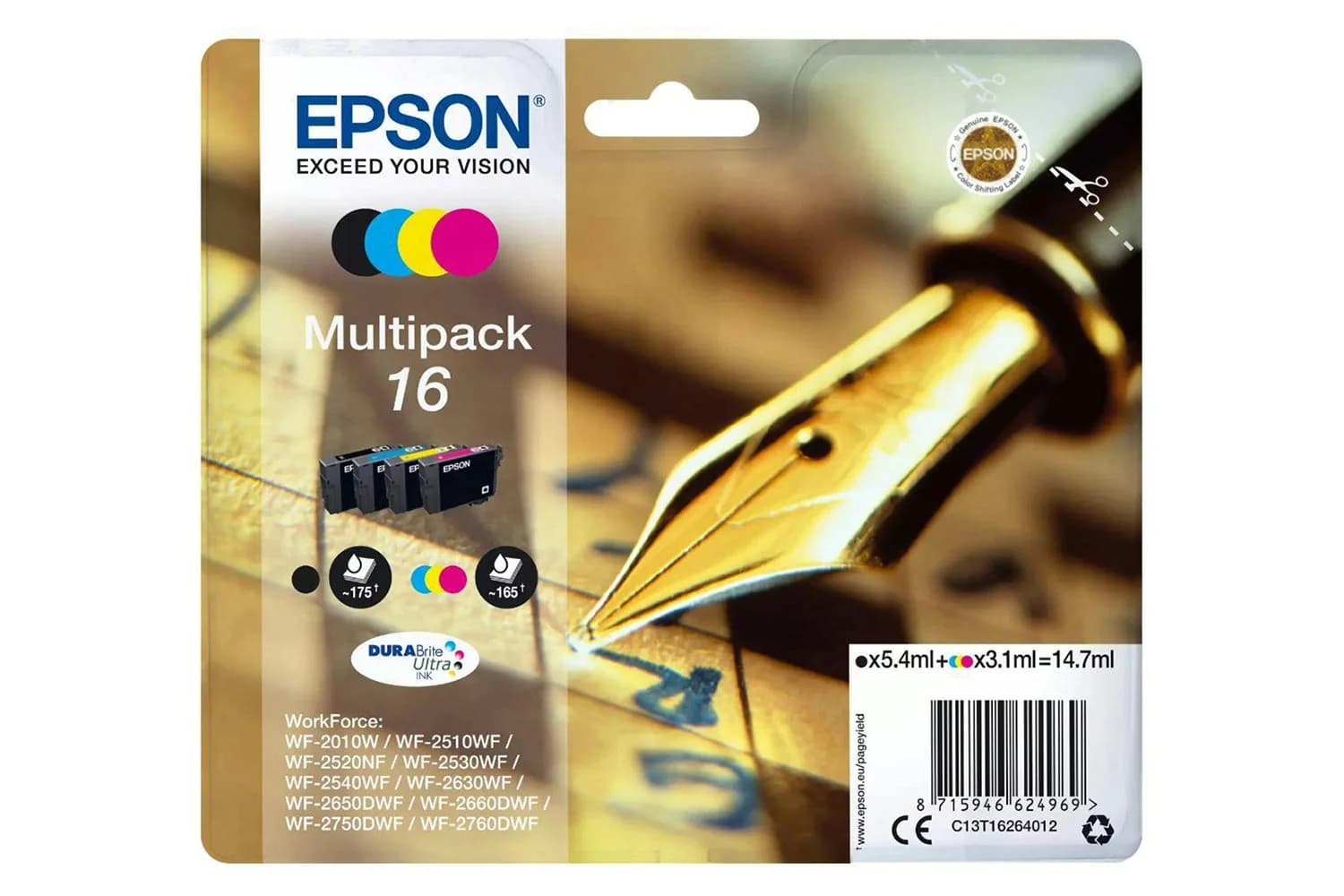 Epson Durabrite Ultra Pen and Crossword Ink | 4 Colour | Multipack