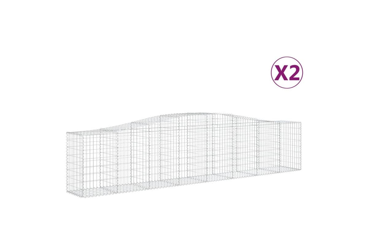 vidaXL 3145943 Arched Gabion Baskets 2 Pcs 400x50x80/100cm Galvanised Iron
