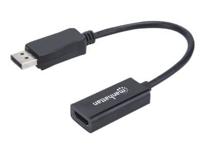 MANHATTAN - DisplayPort 1.1 to HDMI Adapter Cable, 1080p@60Hz, Male to Female, Black, DP With Latch, Not Bi-Directional, Three Year Warranty, Polybag - adapter - DisplayPort / HDMI - 20 cm