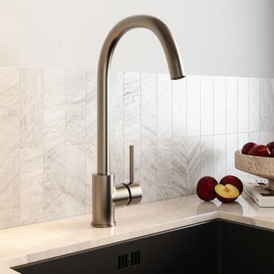 Nickel Single Lever Monobloc Kitchen Mixer Tap - Enza Tamara
