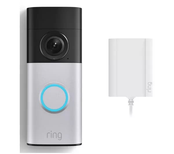 RING Wired Retinal 2K Video Doorbell Plus (Newest Gen) with Plug-In Adaptor - Nickel Silver