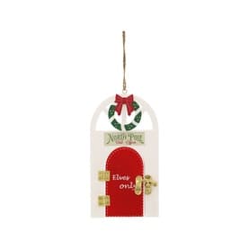 Elves Only Wooden Door Tree Decoration 14cm