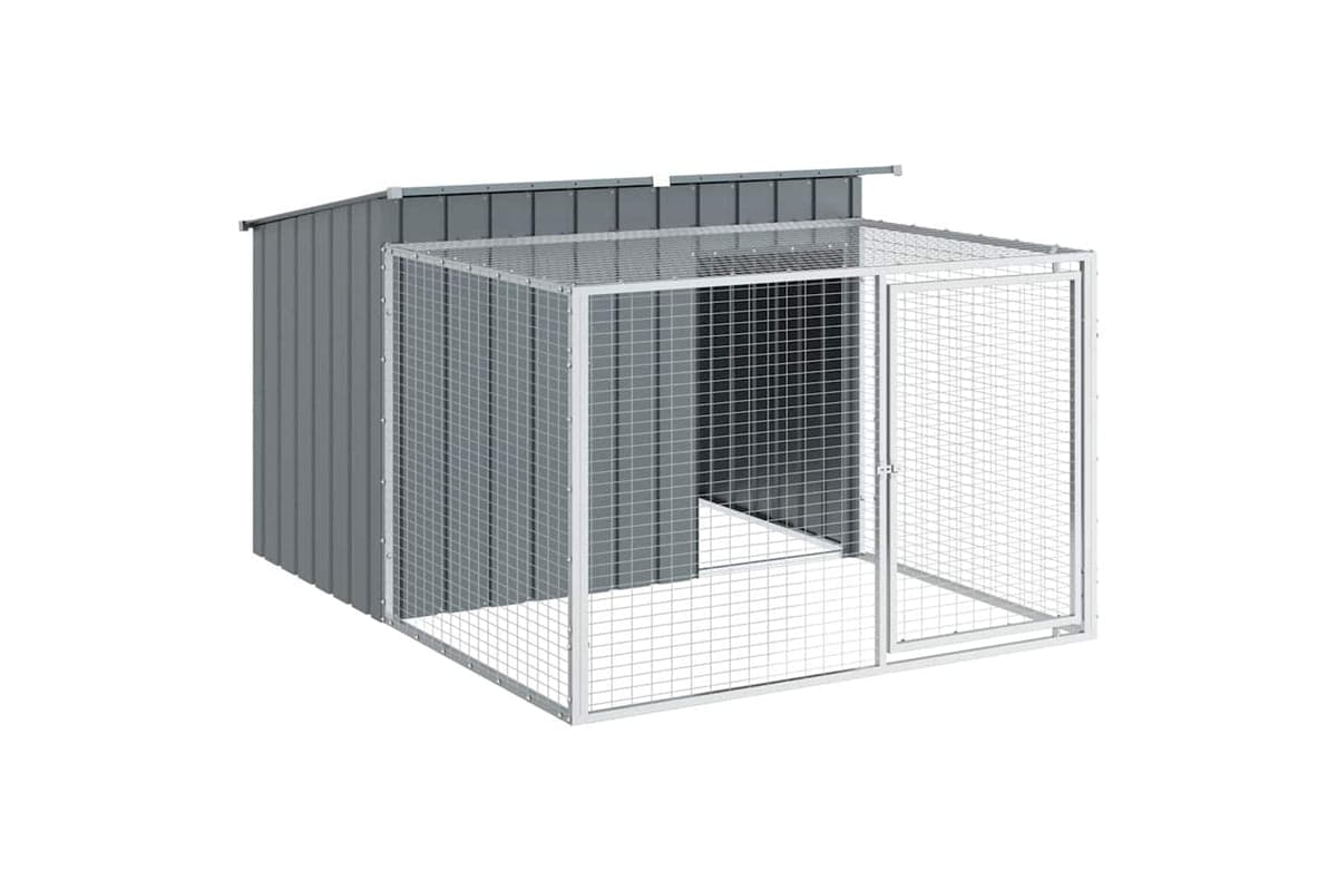 Vidaxl Dog House With Run Anthracite 153x194x110 Cm Galvanised Steel