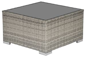 Outsunny Patio Wicker Coffee Table with Glass Top | Grey