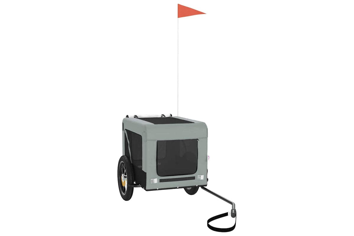 Vidaxl 93909 Pet Bike Trailer Grey And Black Oxford Fabric&iron