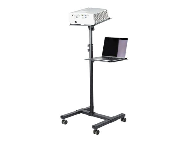 Startech Mobile Projector and Laptop Stand/Cart, Heavy Duty Portable Projector Stand (2 Vented Shelves, hold 22lb/10kg each), Height Adjustable Rollin