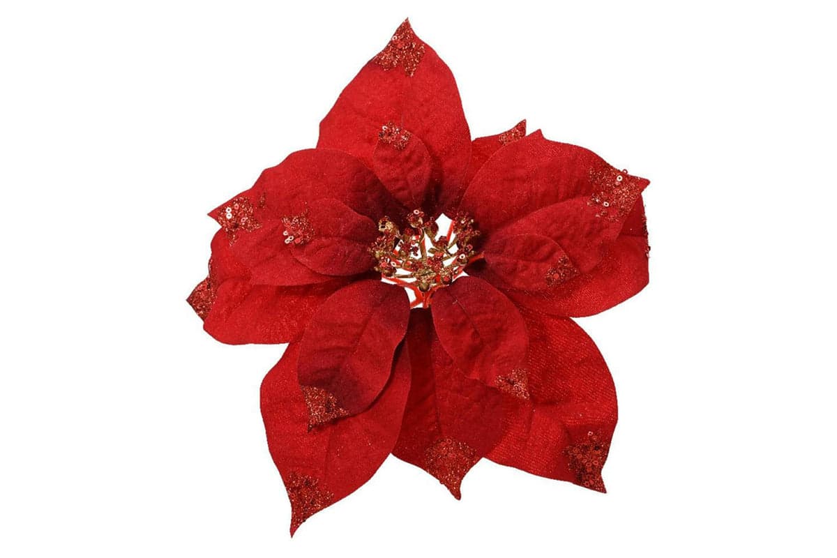 Christmas Decoration | Poinsettia Clip | Red | 25cm