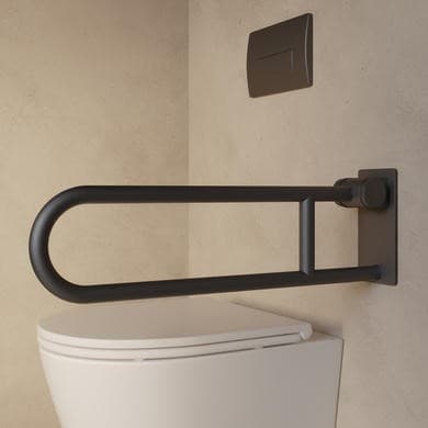 Gunmetal Grey Folding Bathroom Grab Rail 600 x 160mm - Arissa