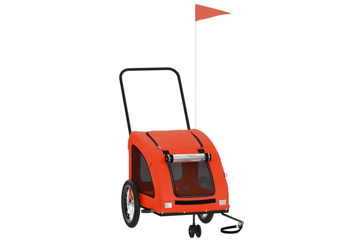 Vidaxl Pet Bike Trailer Orange Oxford Fabric And Iron