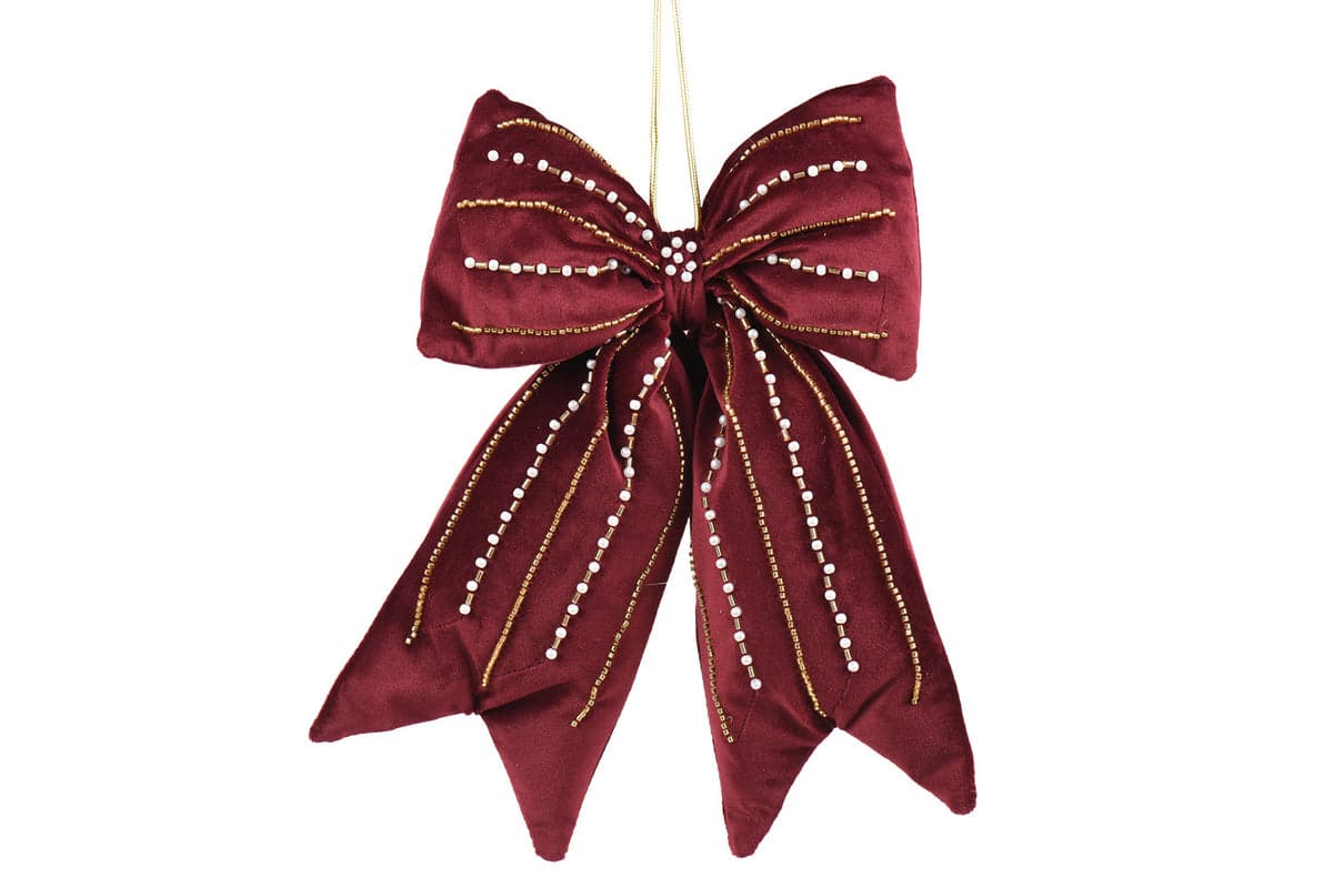 Bow Christmas Bauble | Burgundy | 52 cm