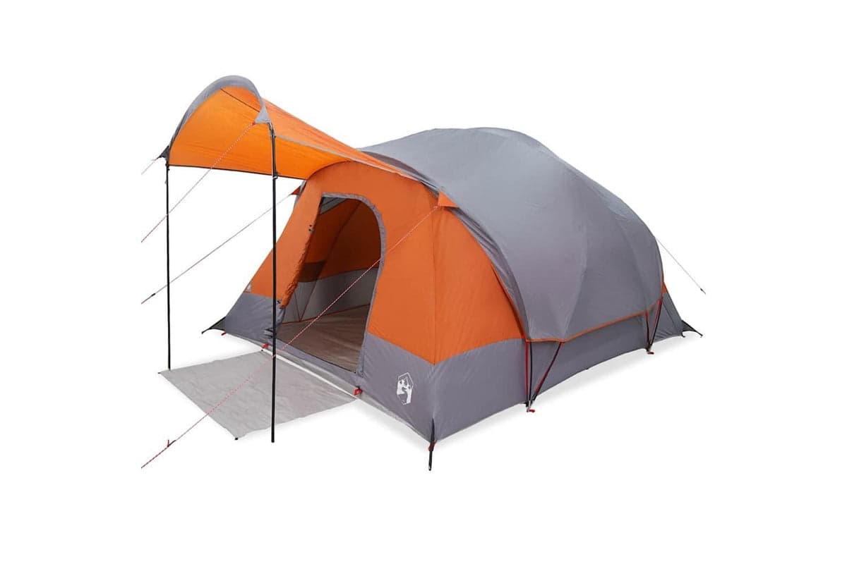 Vidaxl Family Tent Tunnel 8-person Grey And Orange Waterproof