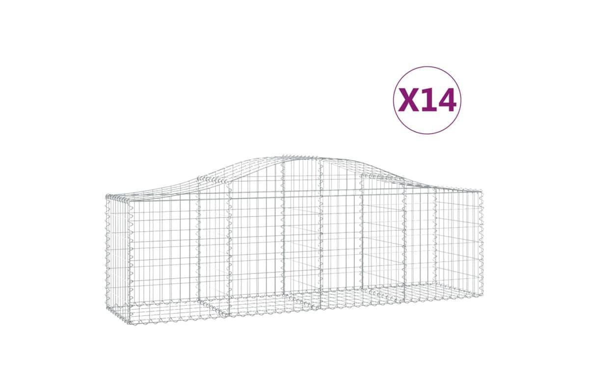 vidaXL 3145610 Arched Gabion Baskets 14 Pcs 200x50x60/80cm Galvanised Iron