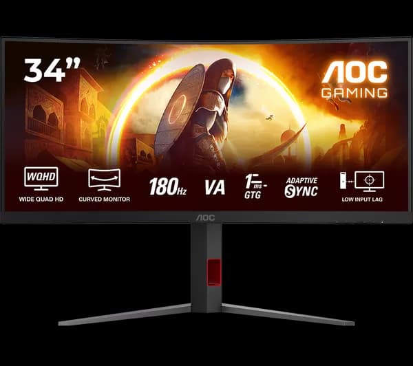 AOC CU34G4 Wide Quad HD 34" Curved VA Gaming Monitor - Black