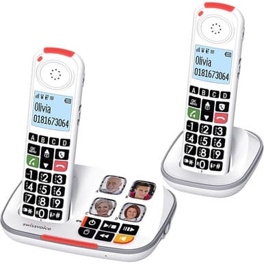 Swissvoice Xtra 2355 Duo ATL1424010 Big Button Cordless Phone with Answer Machine | White