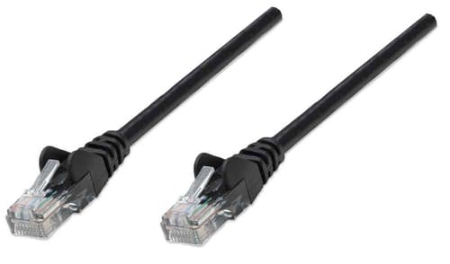 INTELLINET - NETWORK CABLE CAT5E CCA 0.5M BLACK U/UTP SNAGLESS/BOOTED