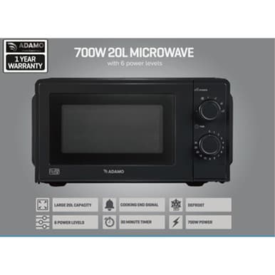 ADAMO SDA2638ED 20L 700W Manual Microwave - Black