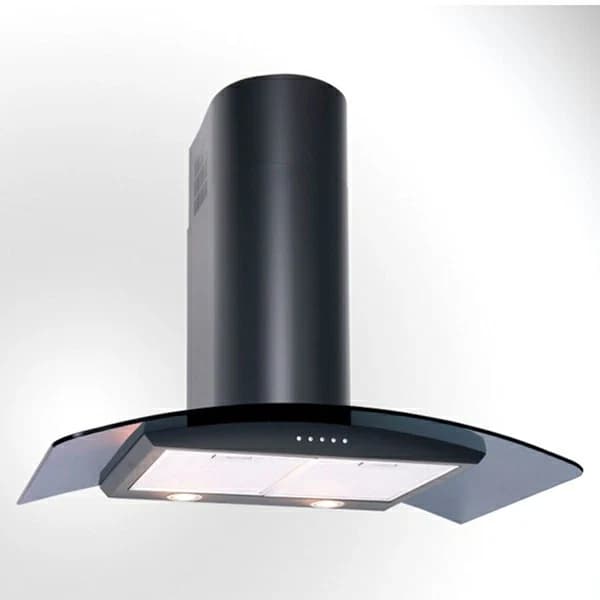 Luxair 90cm Smoked Curved Glass Cooker Hood - Black | LA-90-CVD-BLK
