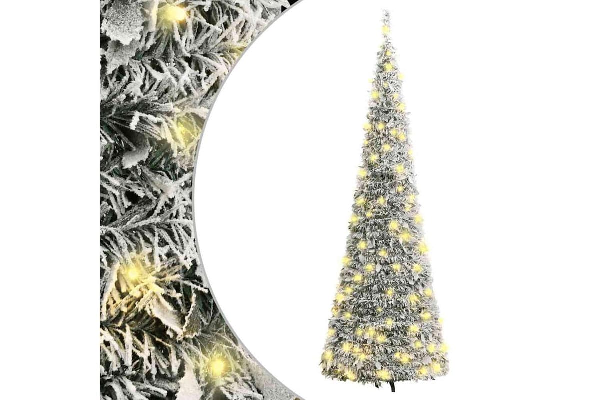 Vidaxl Artificial Christmas Tree Pop-up Flocked Snow 100 Leds 150 Cm