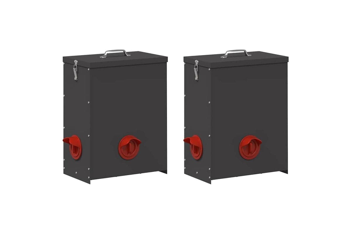 Vidaxl Chicken Feeder 2 Pcs Black 325 X 205 X 43 Cm