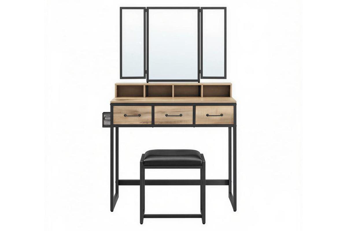 Vasagle Vanity Table | Wood Chipboard & Steel | Brown/Black