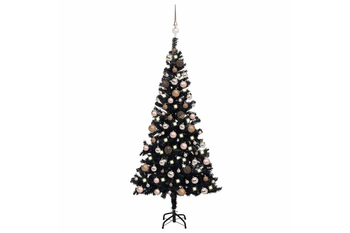Vidaxl Artificial Pre-lit Christmas Tree With Ball Set Black 120cm Pvc
