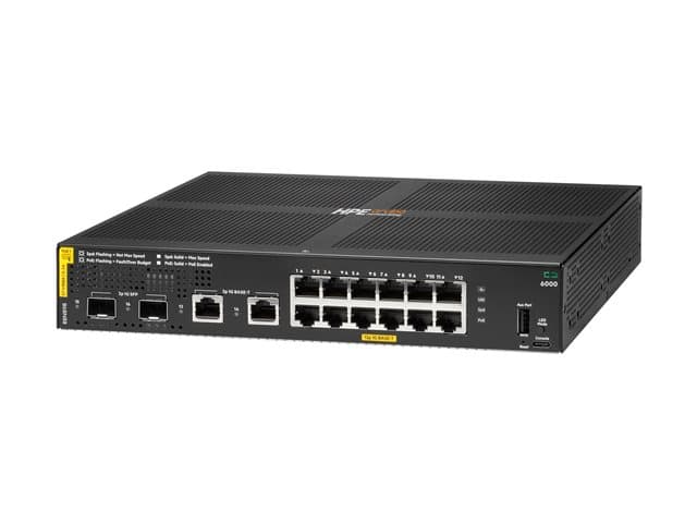 HPE - Aruba Networking CX 6000 12p 10M/100M/1G Class4 PoE 2p SFP 1G 139W Switch - switch - 12 ports - Managed - rack-mountable