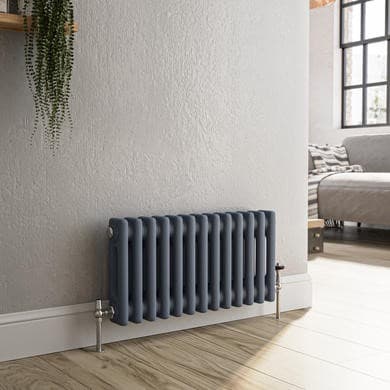 Reggio Anthracite Horizontal Double Column Traditional Radiator