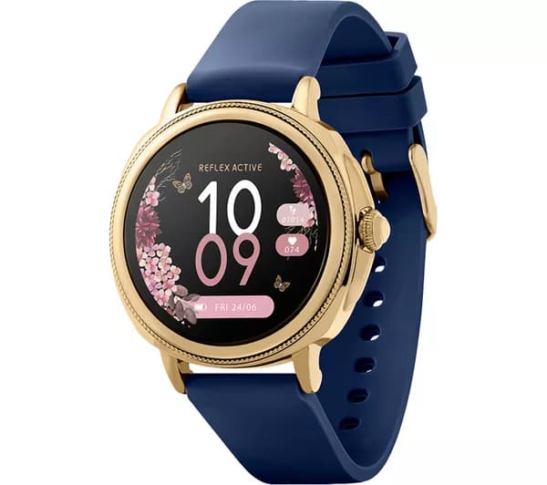 REFLEX ACTIVE Series 25 Smart Watch - Gold & Navy, Silicone Strap