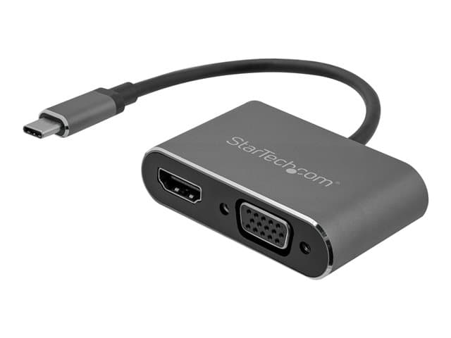 STARTECH.COM - StarTech USB-C to VGA and HDMI Adapter - 2-in-1 - 4K 30Hz - Space Grey - Windows & Mac Compatible (CDP2HDVGA) - external video adapter - IT6222 - space grey