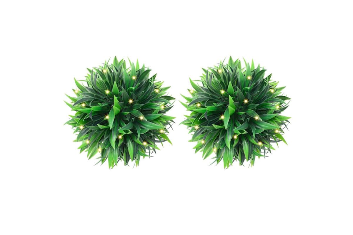 Artificial Boxwood Balls With Led Lights 2 Pcs Green 20 Cm
