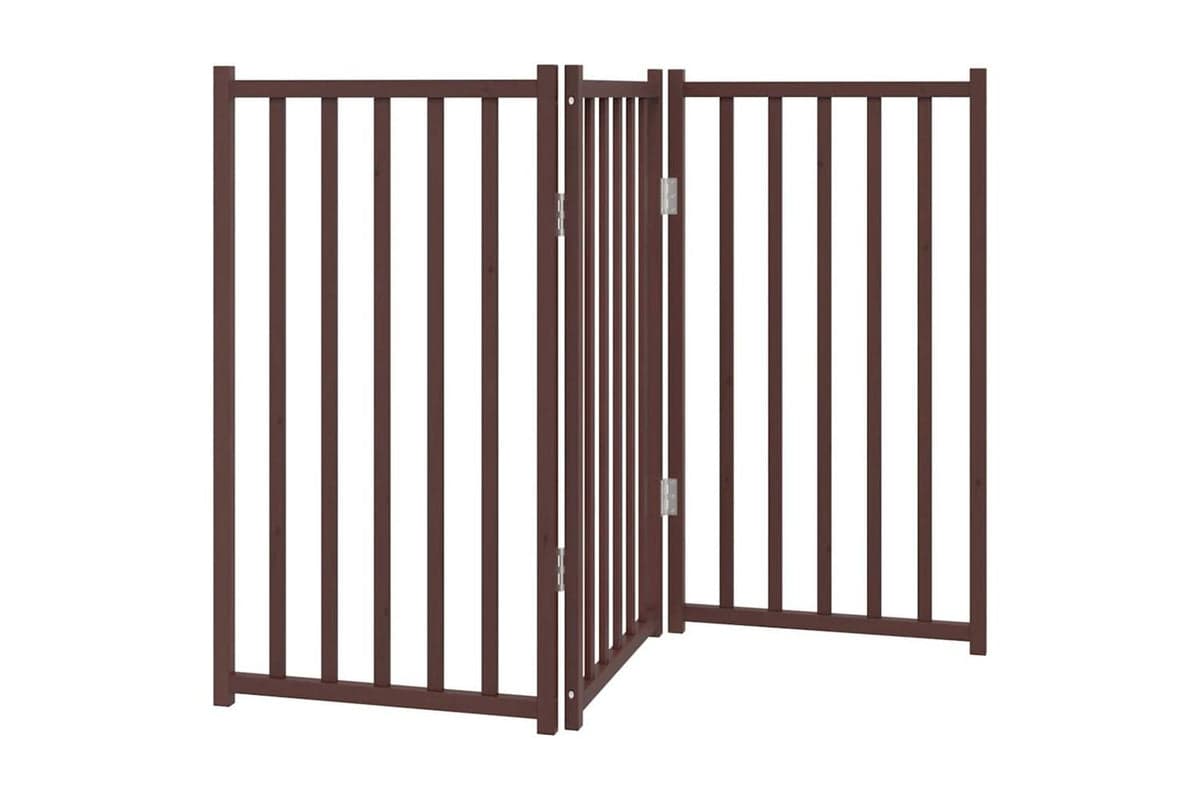 Vidaxl Dog Gate Foldable 3 Panels Brown Oak 150 Cm Solid Wood Fir