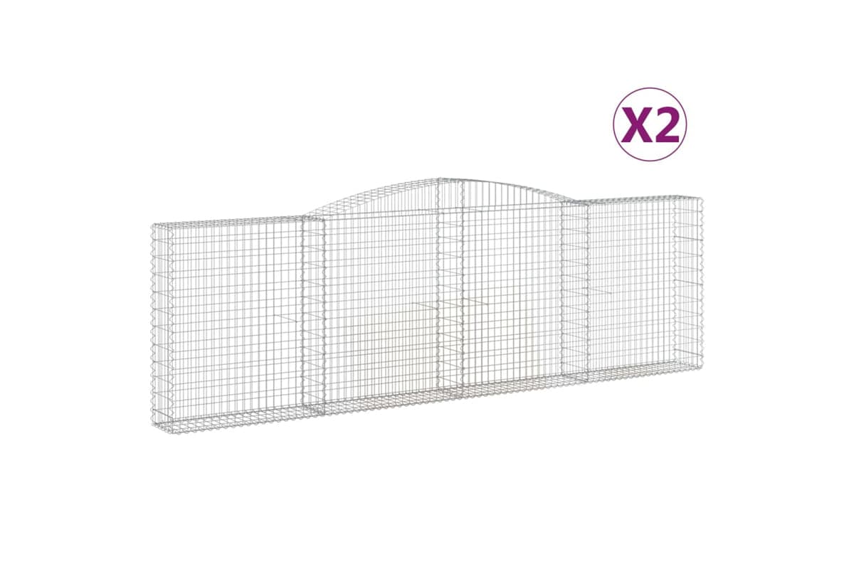 vidaXL 3146879 Arched Gabion Baskets 2 Pcs 400x30x120/140cm Galvanised Iron