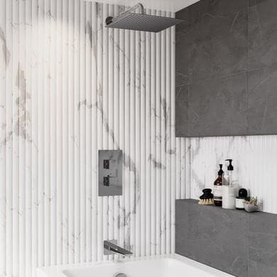 Chrome 2 Outlet Shower Bundle With Shower Head & Bath Spout - Zana