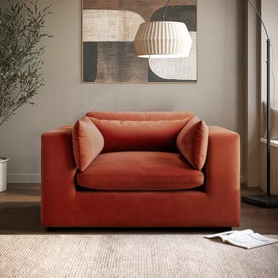 ALMOST PERFECT - Hudson Orange Velvet Cuddle Chair