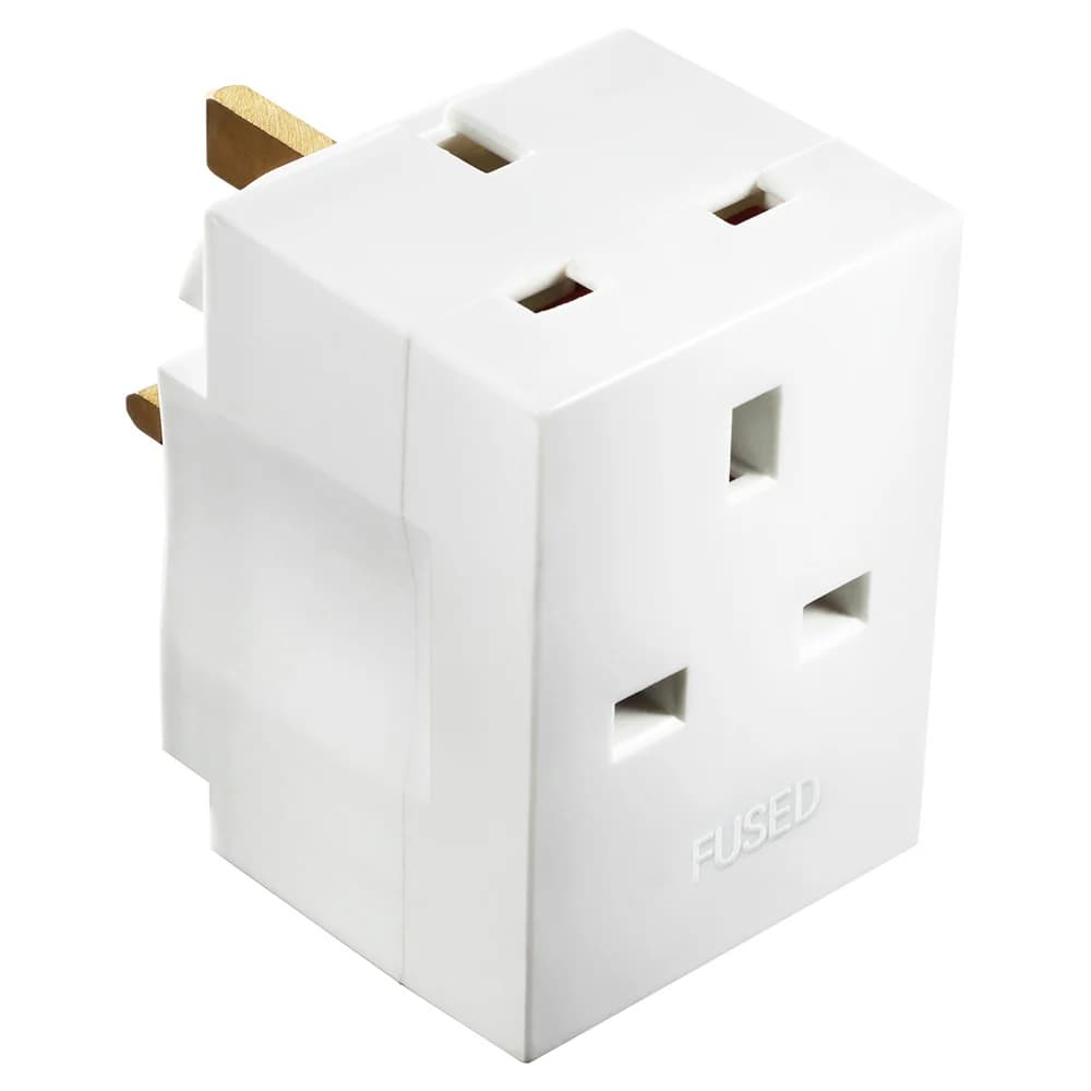 Masterplug 3 Socket Adaptor - White | MSF3/NK-MS