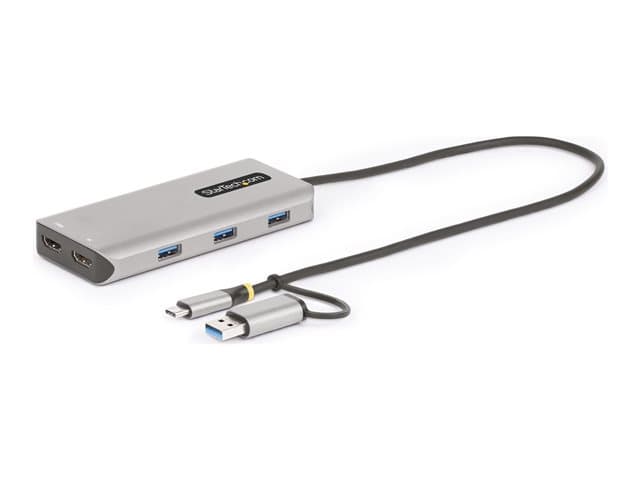 STARTECH.COM - Startech USB-C Multiport Adapter w/Attached USB-C to USB-A Dongle, Dual HDMI (4K30Hz/1080p60Hz), 3x USB-A, Mini Laptop Docking Station, Travel Dock, 1.3ft/40cm Cable - Dual Display M1/M2 MacBook/Windows/Chrome (167B-USBC-MULTIPORT)