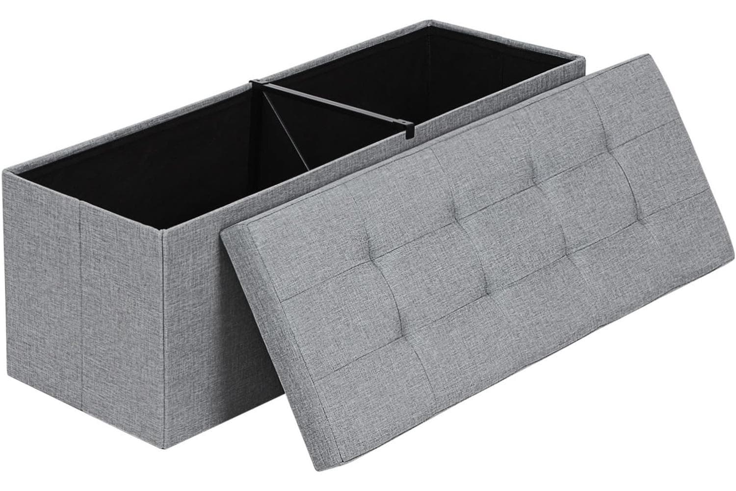 Songmics Folding Fabric Storage Ottoman Bench | Light Grey