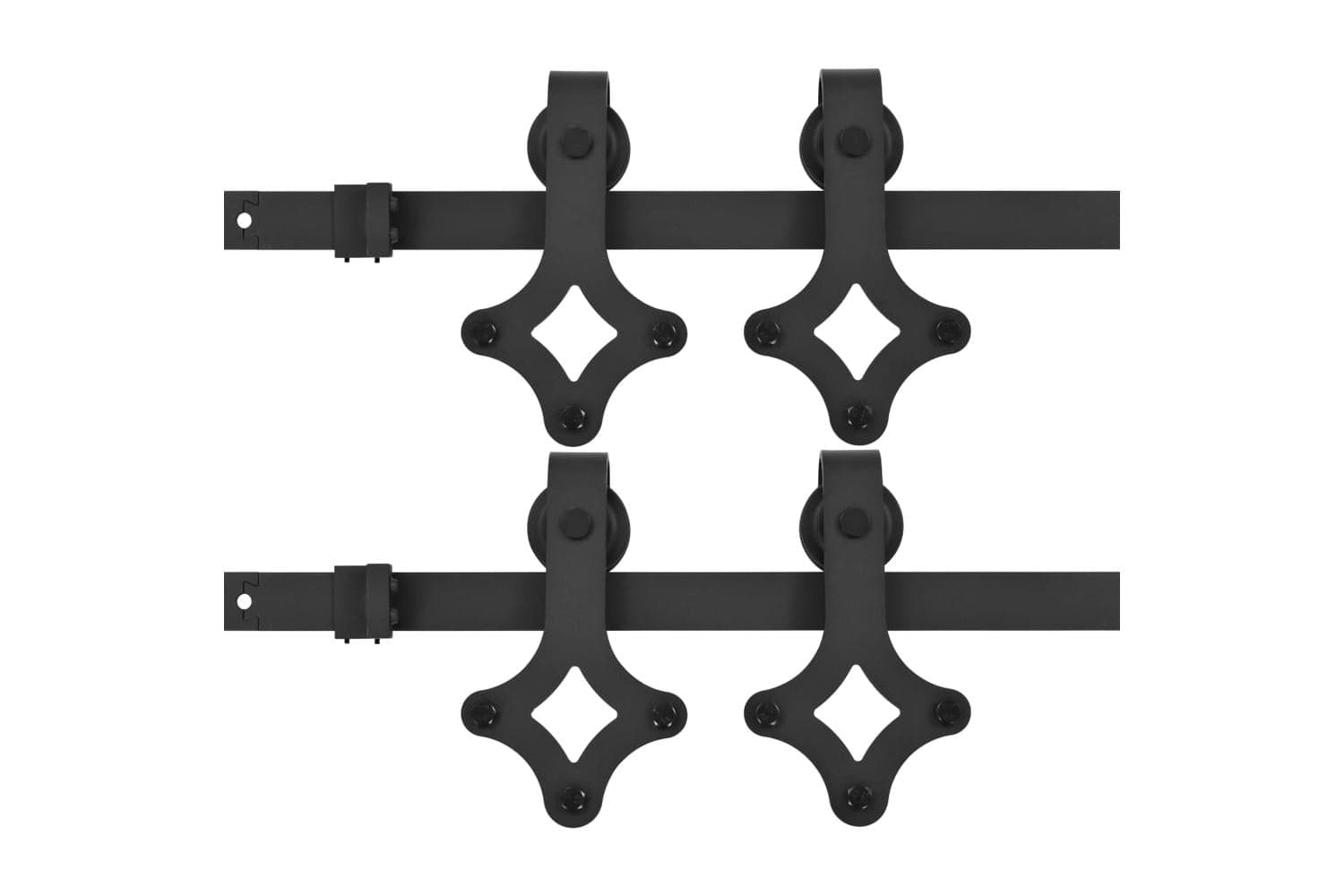vidaXL 3059841 Sliding Door Hardware Kits 2 Pcs 200cm Steel Black