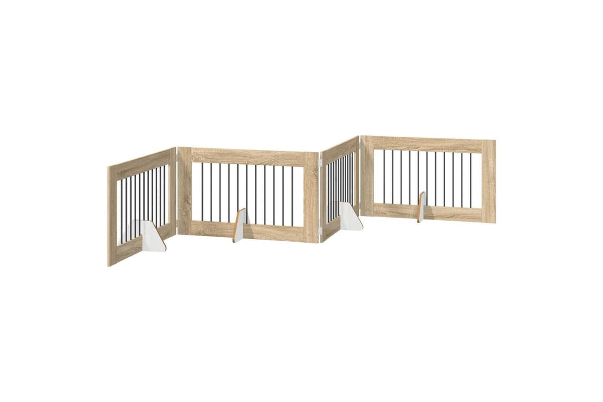Vidaxl Foldable Dog Gate With Stands 4 Pcs Sonoma Oak 401 Cm
