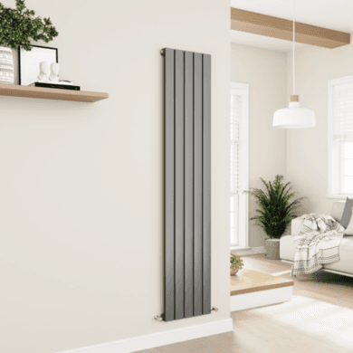 Eco Eleganza Anthracite Vertical Flat Designer Aluminium Radiator 1800x375mm Single Panel 2823 BTU