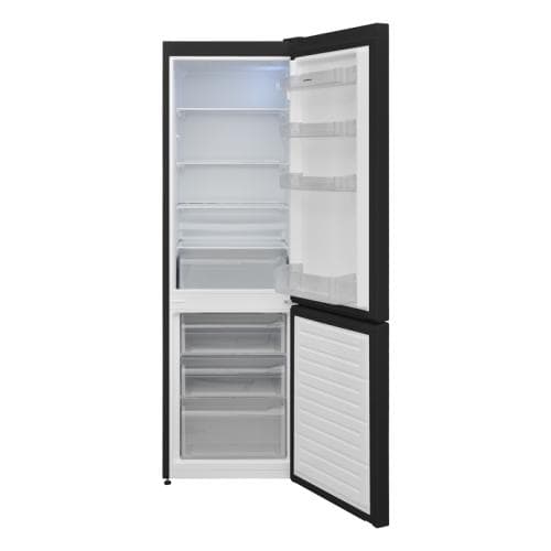 NORDMENDE            184/84 LITRE 170 X 54CM WIDE FRIDGE FREEZER WITH CHROME RECESSED HANDLE BLACK