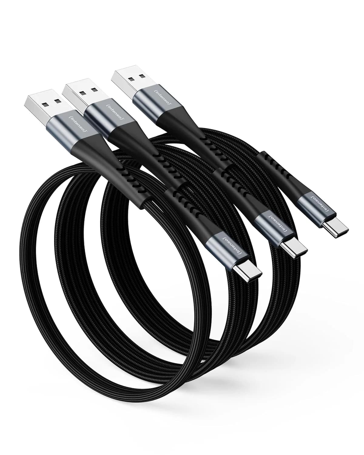 Intenso A60C USB-A to USB-C Cable Mix, 3 Pack (0.5m, 2 x 2m) 60W - Black | 7909030