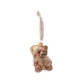 Baby's First Christmas Gold Bear Glass Tree Decoration 9cm
