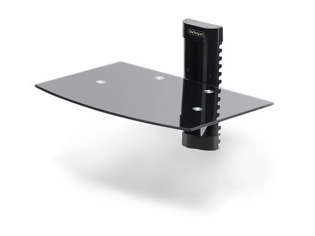 STARTECH.COM - Startech Floating Wall-Mounted AV Shelf, Adjustable Height Shelf For Under TV, Organize A/V Equipment On Black Tempered Glass Shelf shelf - for audio/video components - black