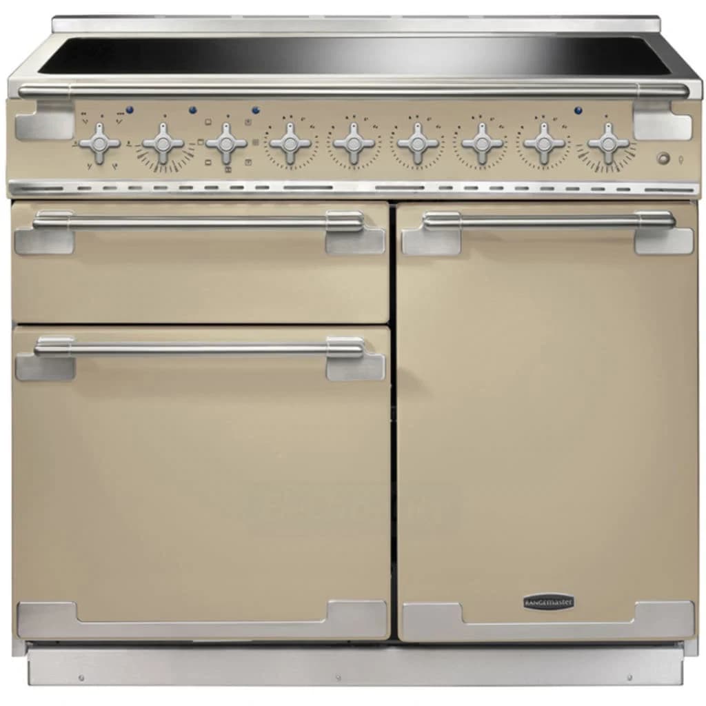 Rangemaster Elise 100cm Induction Electric Range Cooker | Cream with Brushed Nickel Trim