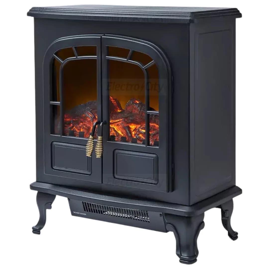 Warmlite Wingham 2000W Electric Double Door Stove | Black