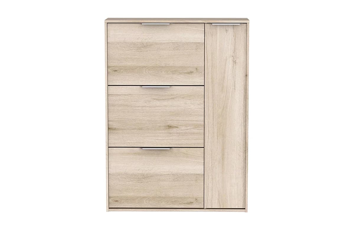 Ghost Shoe Storage Cabinet | 1 Door + 3 Compartments | Oak Effect