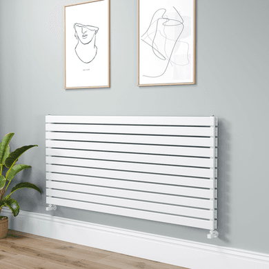Riace Linea White Flat Designer Radiator 770x1600mm Double Panel 6904 BTU - Horizontal Bars