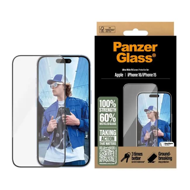 Panzer Apple iPhone 16 & 15 Screen Protector | Ultra-Wide Fit | 2861